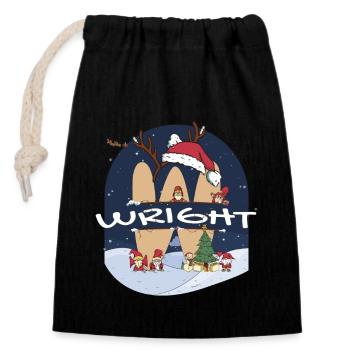Impressionnant nom de Wright w chapeau de père Noël dans le thème de Noël - Sac cadeau en coton avec cordon (14 x 20 cm) - noir - Devant