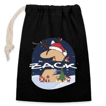 Impressionnant nom de Zack w chapeau de père Noël dans le thème de Noël - Sac cadeau en coton avec cordon (14 x 20 cm) - noir - Devant