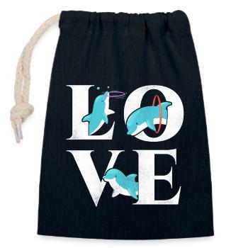 Dolphin Love - Verschließbarer Geschenkbeutel aus Baumwolle (14x20cm) - Navy - Vorne