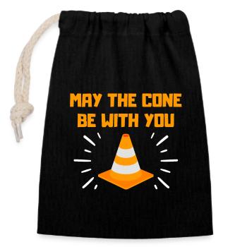 May the cone be with you funny traffic cone - Closable cotton gift bag (14x20cm) - black - Front