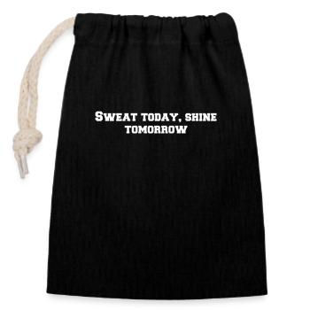 Fitness - Sweat today, shine tomorrow - Verschließbarer Geschenkbeutel aus Baumwolle (14x20cm) - Schwarz - Vorne