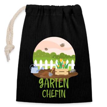 Eine Garten Chefin lustige Garten Sprüche - Verschließbarer Geschenkbeutel aus Baumwolle (14x20cm) - Schwarz - Vorne