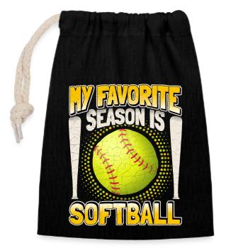 Softball Spieler, lustiger Sport Spruch - Verschließbarer Geschenkbeutel aus Baumwolle (14x20cm) - Schwarz - Vorne