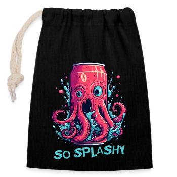 Spritziger Krake-Soda-Drink, so spritzig - Verschließbarer Geschenkbeutel aus Baumwolle (14x20cm) - Schwarz - Vorne