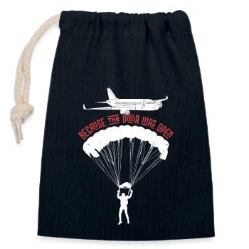 Because The Door Was Open Skydiver Skydiving - Verschließbarer Geschenkbeutel aus Baumwolle (14x20cm) - Navy - Vorne