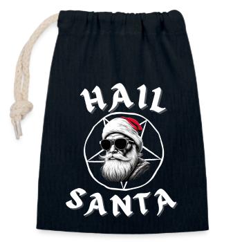 Je vous salue père Noël drôle Alternative Goth Noël Design - Sac cadeau en coton avec cordon (14 x 20 cm) - bleu marine - Devant
