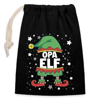 Opa Elf - Verschließbarer Geschenkbeutel aus Baumwolle (14x20cm) - Schwarz - Vorne