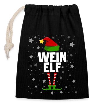 Wein Elf - Verschließbarer Geschenkbeutel aus Baumwolle (14x20cm) - Schwarz - Vorne