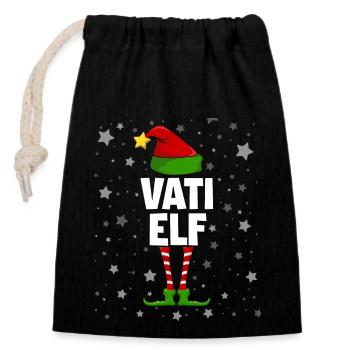 Vati Elf Papa - Verschließbarer Geschenkbeutel aus Baumwolle (14x20cm) - Schwarz - Vorne