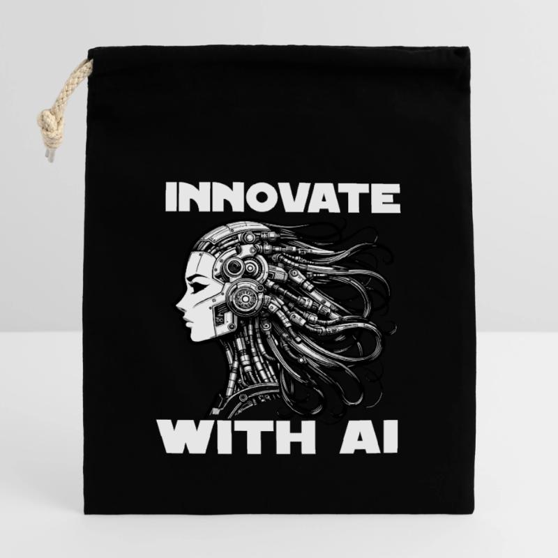 Artificial intelligence, machine learning, data Closable cotton gift bag (14x20cm)