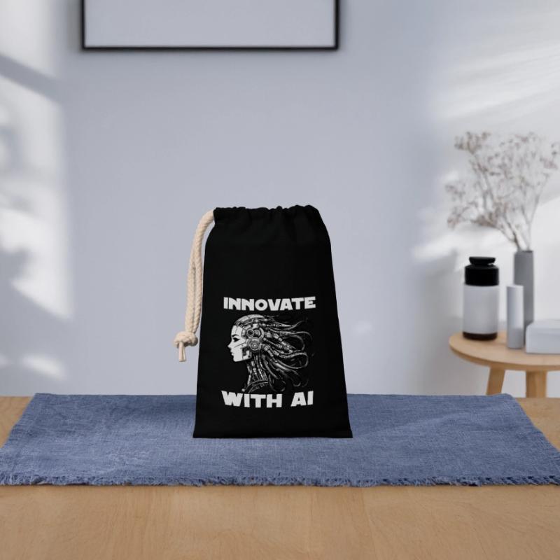 Artificial intelligence, machine learning, data Closable cotton gift bag (14x20cm)