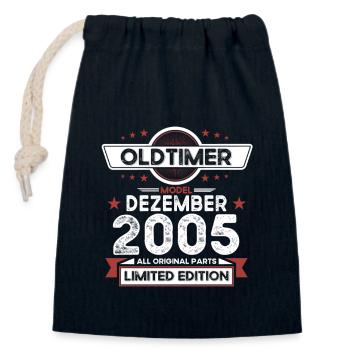 18. Geburtstag Oldtimer Dezember Jahrgang 2005 - Verschließbarer Geschenkbeutel aus Baumwolle (14x20cm) - Navy - Vorne