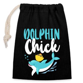 Poulet Dauphin Poussin Dauphin - Sac cadeau en coton avec cordon (14 x 20 cm) - noir - Devant