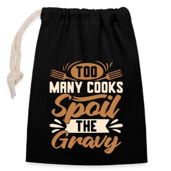 Biscuits Et Sauce Trop De Cuisiniers Amateur De Sauce - Sac cadeau en coton avec cordon (14 x 20 cm) - noir - Devant