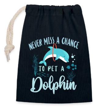 Le dauphin ne manque jamais une occasion de caresser - Sac cadeau en coton avec cordon (14 x 20 cm) - bleu marine - Devant