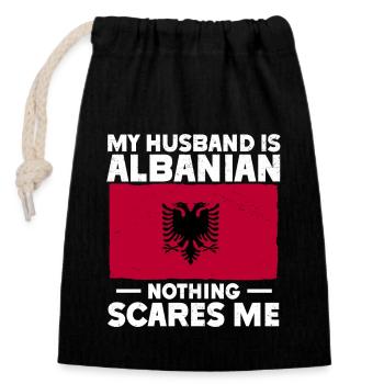 Albanische Flagge Albanischer Adler Shqiponja - Verschließbarer Geschenkbeutel aus Baumwolle (14x20cm) - Schwarz - Vorne