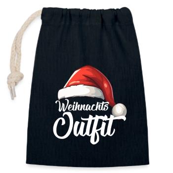 Weihnachtsoutfit - Verschließbarer Geschenkbeutel aus Baumwolle (14x20cm) - Navy - Vorne