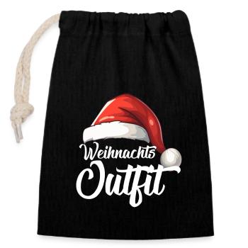 Weihnachtsoutfit - Verschließbarer Geschenkbeutel aus Baumwolle (14x20cm) - Schwarz - Vorne