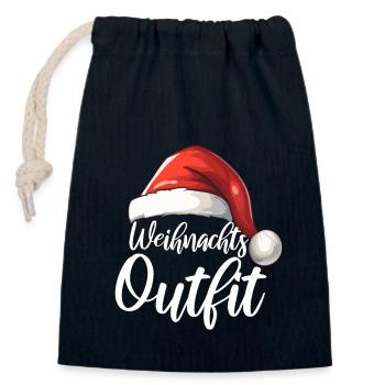Weihnachtsoutfit - Verschließbarer Geschenkbeutel aus Baumwolle (14x20cm) - Navy - Vorne