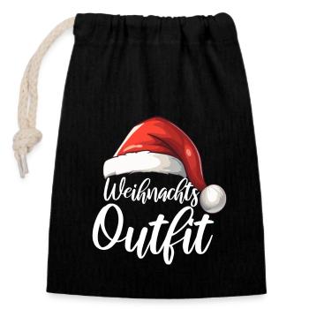 Weihnachtsoutfit - Verschließbarer Geschenkbeutel aus Baumwolle (14x20cm) - Schwarz - Vorne