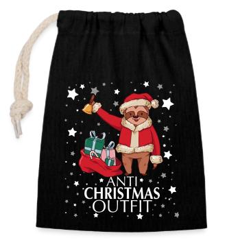 Tenue anti-Noël - Sac cadeau en coton avec cordon (14 x 20 cm) - noir - Devant