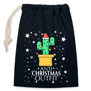 Anti Christmas Outfit - Closable cotton gift bag (14x20cm) - navy - Front