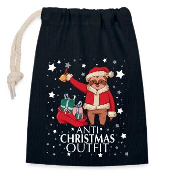 Anti Christmas Outfit - Closable cotton gift bag (14x20cm) - navy - Front