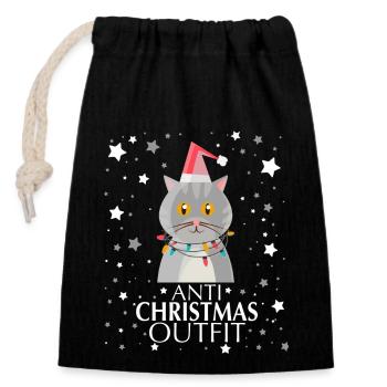 Tenue anti-Noël - Sac cadeau en coton avec cordon (14 x 20 cm) - noir - Devant