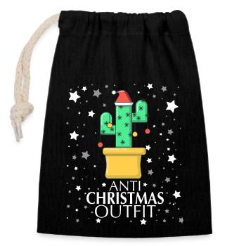 Tenue anti-Noël - Sac cadeau en coton avec cordon (14 x 20 cm) - noir - Devant