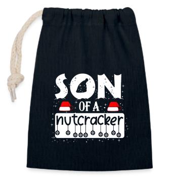 Funny Christmas Nutcracker Advent Sayings - Closable cotton gift bag (14x20cm) - navy - Front