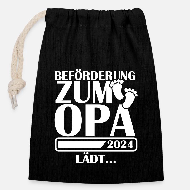 Beförderung zum Opa 2024 - Verschließbarer Geschenkbeutel aus Baumwolle (14x20cm) - Schwarz