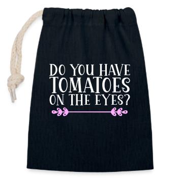 Avez-vous des tomates sur les yeux ? Danglais - Sac cadeau en coton avec cordon (14 x 20 cm) - bleu marine - Devant