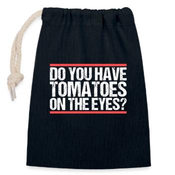 Avez-vous des tomates sur les yeux ? Danglais - Sac cadeau en coton avec cordon (14 x 20 cm) - bleu marine - Devant