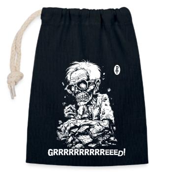 Gier macht dich krank - Verschließbarer Geschenkbeutel aus Baumwolle (14x20cm) - Navy - Vorne