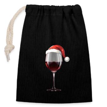 Wine - Closable cotton gift bag (14x20cm) - black - Front
