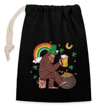 Leprechaun Bigfoot Saint Patricks Day Regenbogen - Verschließbarer Geschenkbeutel aus Baumwolle (14x20cm) - Schwarz - Vorne