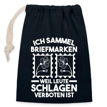 Philatelie Briefmarkensammlung Briefmarkensammler - Verschließbarer Geschenkbeutel aus Baumwolle (14x20cm) - Navy - Vorne