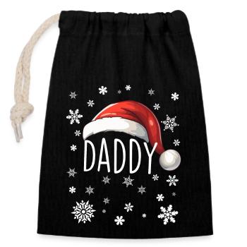 Tenue de Noël Joyeux Noël Joyeux Noël - Sac cadeau en coton avec cordon (14 x 20 cm) - noir - Devant