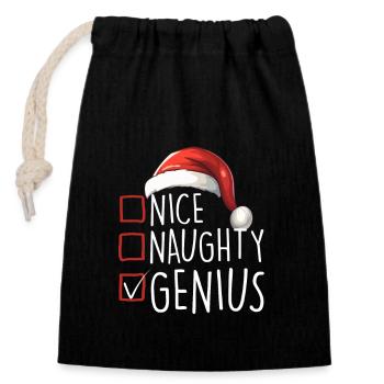 Joyeux Noël Gentil Génie Coquin - Sac cadeau en coton avec cordon (14 x 20 cm) - noir - Devant