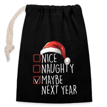 Joyeux Noël Gentil Coquin Peut-être l’année prochaine - Sac cadeau en coton avec cordon (14 x 20 cm) - noir - Devant