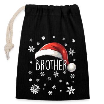 Tenue de Noël Joyeux Noël Joyeux Noël - Sac cadeau en coton avec cordon (14 x 20 cm) - noir - Devant