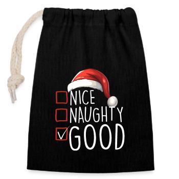 Joyeux Noël Gentil Coquine Bon - Sac cadeau en coton avec cordon (14 x 20 cm) - noir - Devant