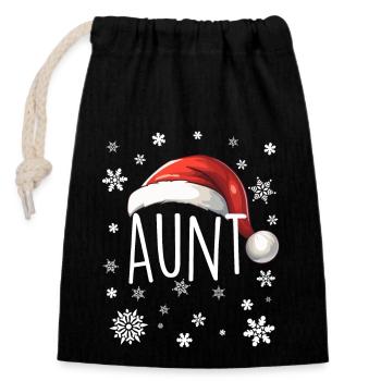 Tenue de Noël Joyeux Noël Joyeux Noël - Sac cadeau en coton avec cordon (14 x 20 cm) - noir - Devant