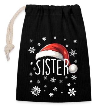 Tenue de Noël Joyeux Noël Joyeux Noël - Sac cadeau en coton avec cordon (14 x 20 cm) - noir - Devant
