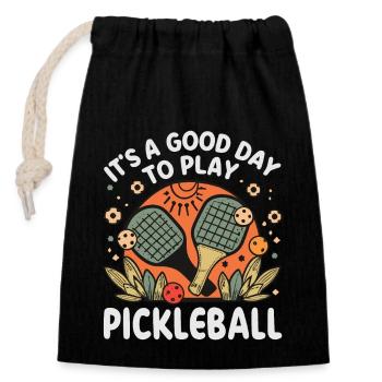 It's A Good Day To Play Pickleball - Closable cotton gift bag (14x20cm) - black - Front