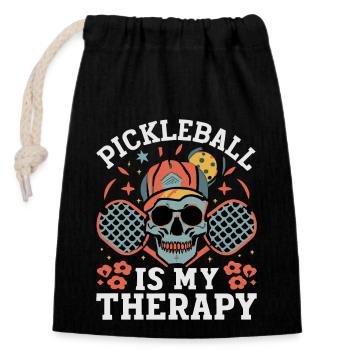 Pickleball Is My Therapy - Closable cotton gift bag (14x20cm) - black - Front