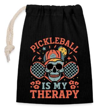 Pickleball Is My Therapy - Closable cotton gift bag (14x20cm) - black - Front