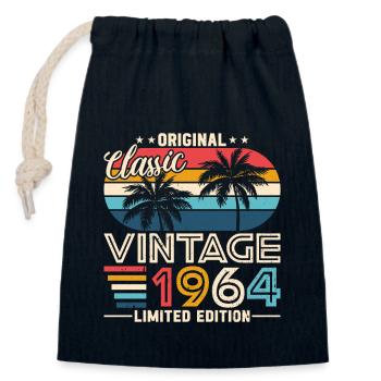 1964: Timeless Elegance - Closable cotton gift bag (14x20cm) - navy - Front
