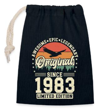 1983 - Timeless elegance - Closable cotton gift bag (14x20cm) - navy - Front