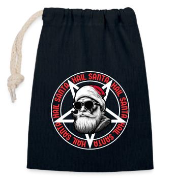 Je vous salue le Père Noël Chemise de Noël cool et drôle unisexe - Sac cadeau en coton avec cordon (14 x 20 cm) - bleu marine - Devant